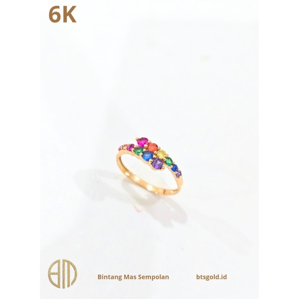 Cincin Emas Permata Rainbow | 6K