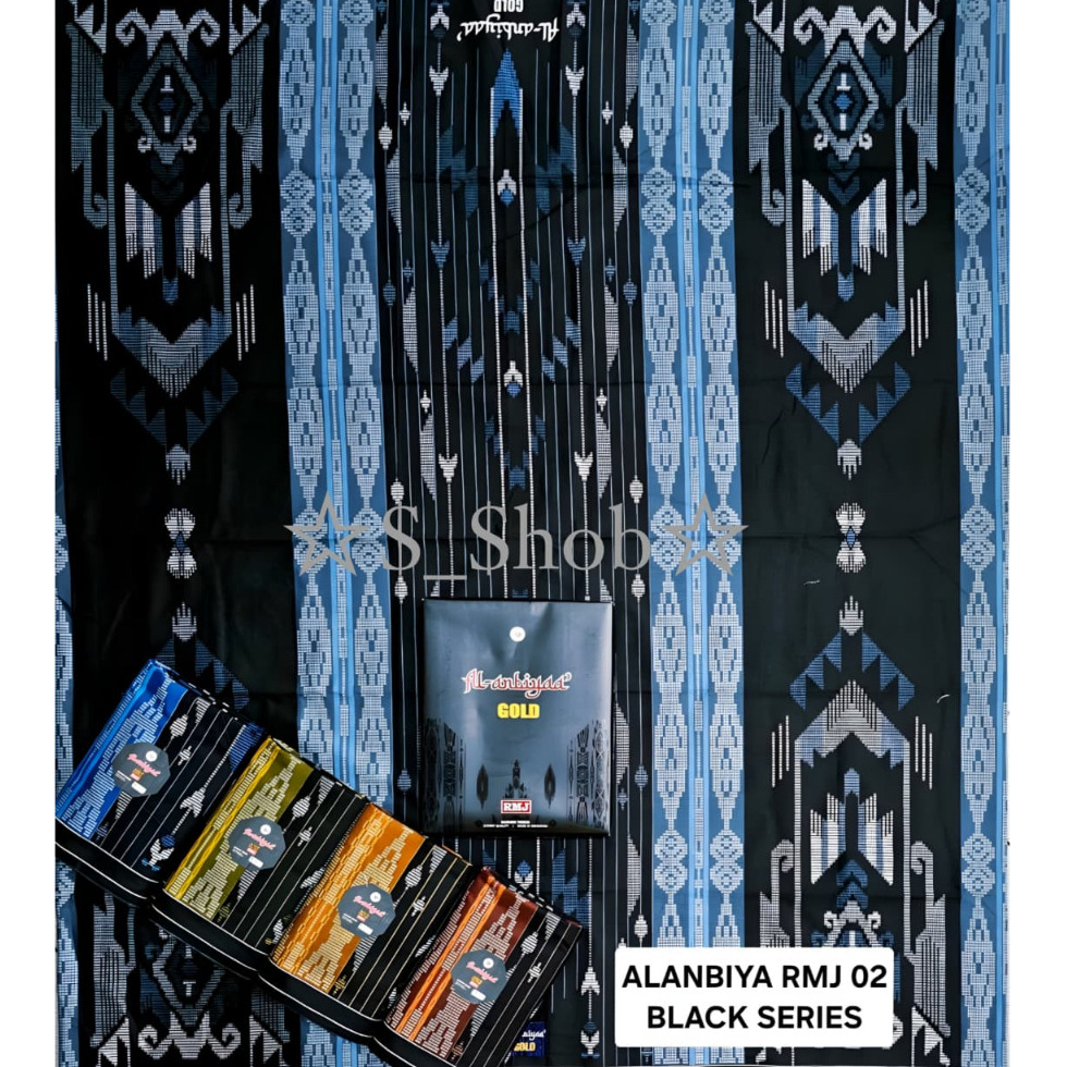ASB Sarung Al-Anbiyaa Gold RMJ 02 Black Series - Sarung Tenun Dewasa Premium Motif Songket Eksklusif