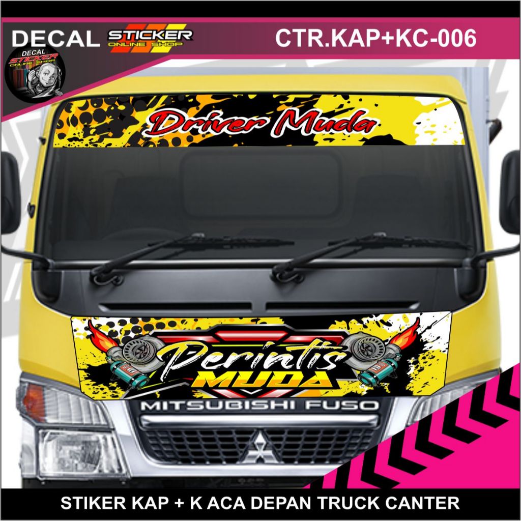 STIKER KAP + KACA DEPAN TRUCK CANTER DECAL VARIASI MOBIL TRUK KEREN