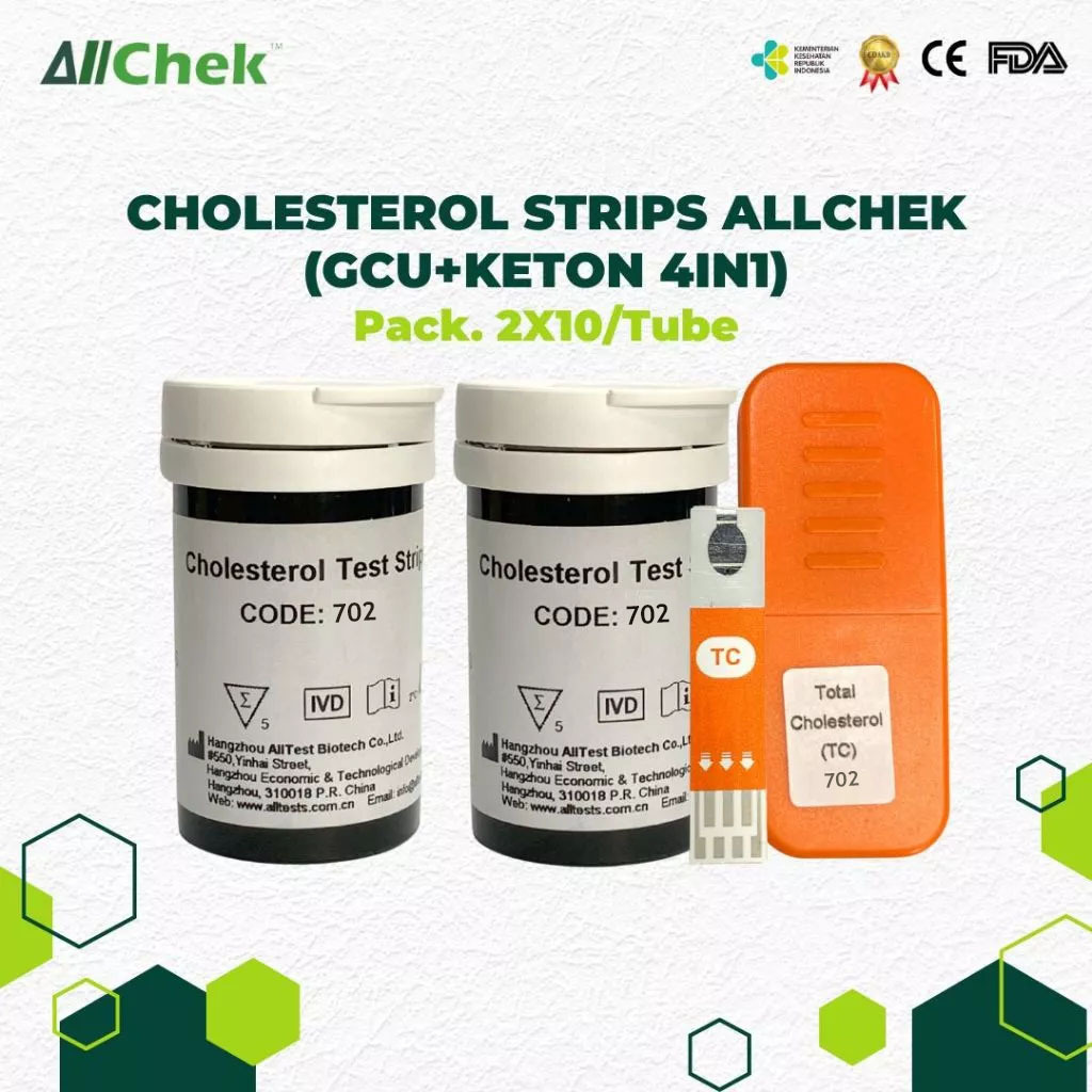 Allchek Cholesterol Test Strip – Refill Alat Multimeter 4-in-1 Isi 20