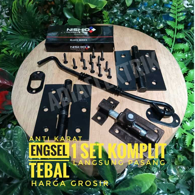 Paket Satu Set Jendela Hak Angin Engsel Tebal Grendel Jumbo Baut Lengkap / Engsel Jendela 3 Inchi