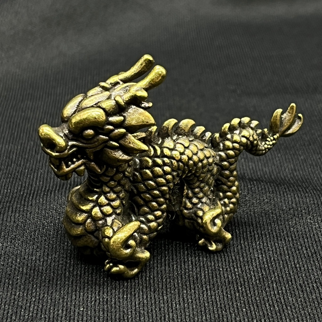 Miniatur Naga Kuningan Brass Mini - Pajangan Meja Kerja Estetik Vintage