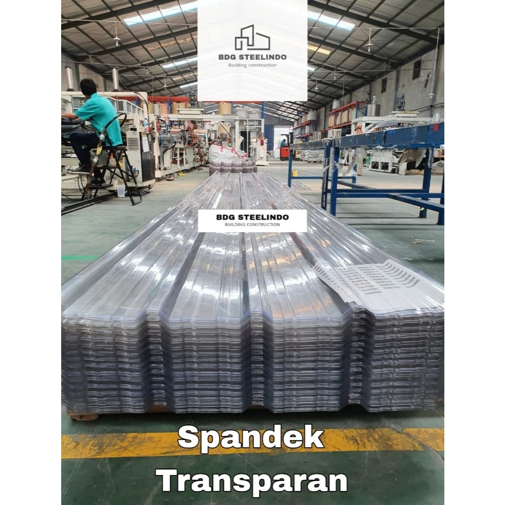Atap Spandek Transparan / Spandeck Bening / Kanopi 3, 4, 5 & 6 meter Fiber Plastik Transparant