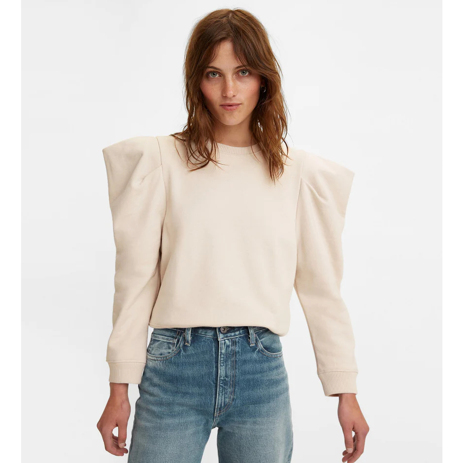 SWEATER CRWNECK WOMENS LENGAN PANJANG LMC ANGEL SLEEVE CRYSTAL GRAY