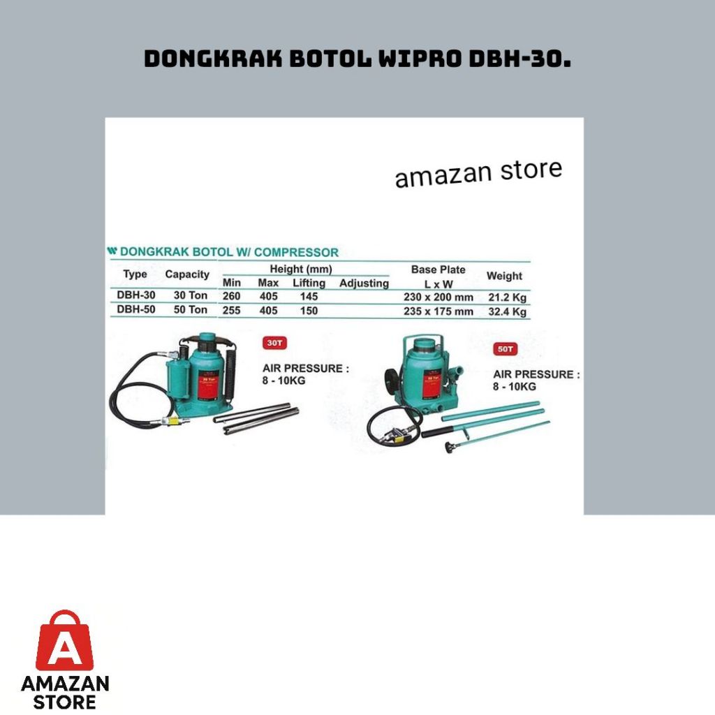 Dongkrak botol kompresor tenaga udara 30ton WIPRO DBH 30