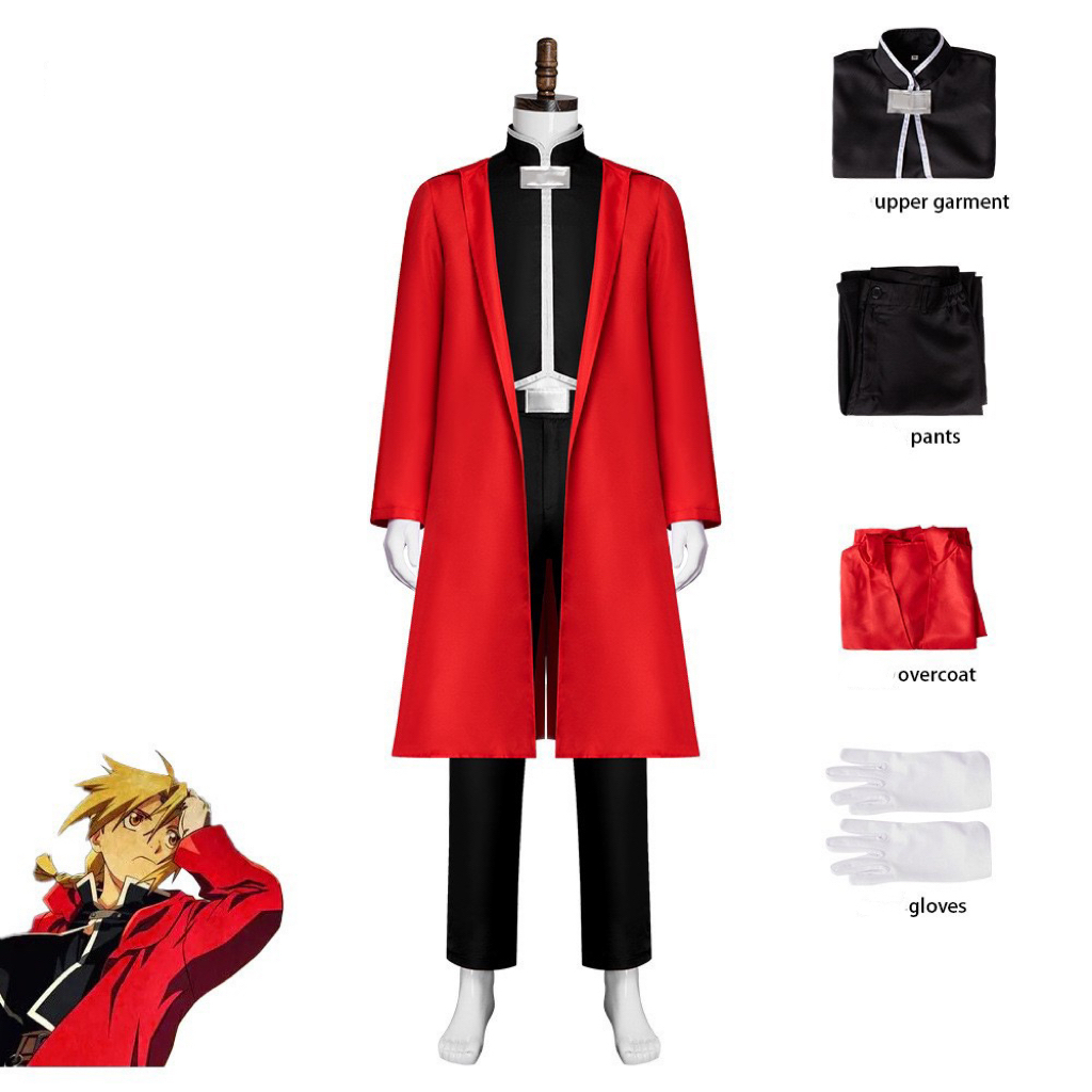 Anime Cos Fullmetal Alchemist Edward Elric Cosplay Costumes Red Outfit Halloween Christmas Uniform C