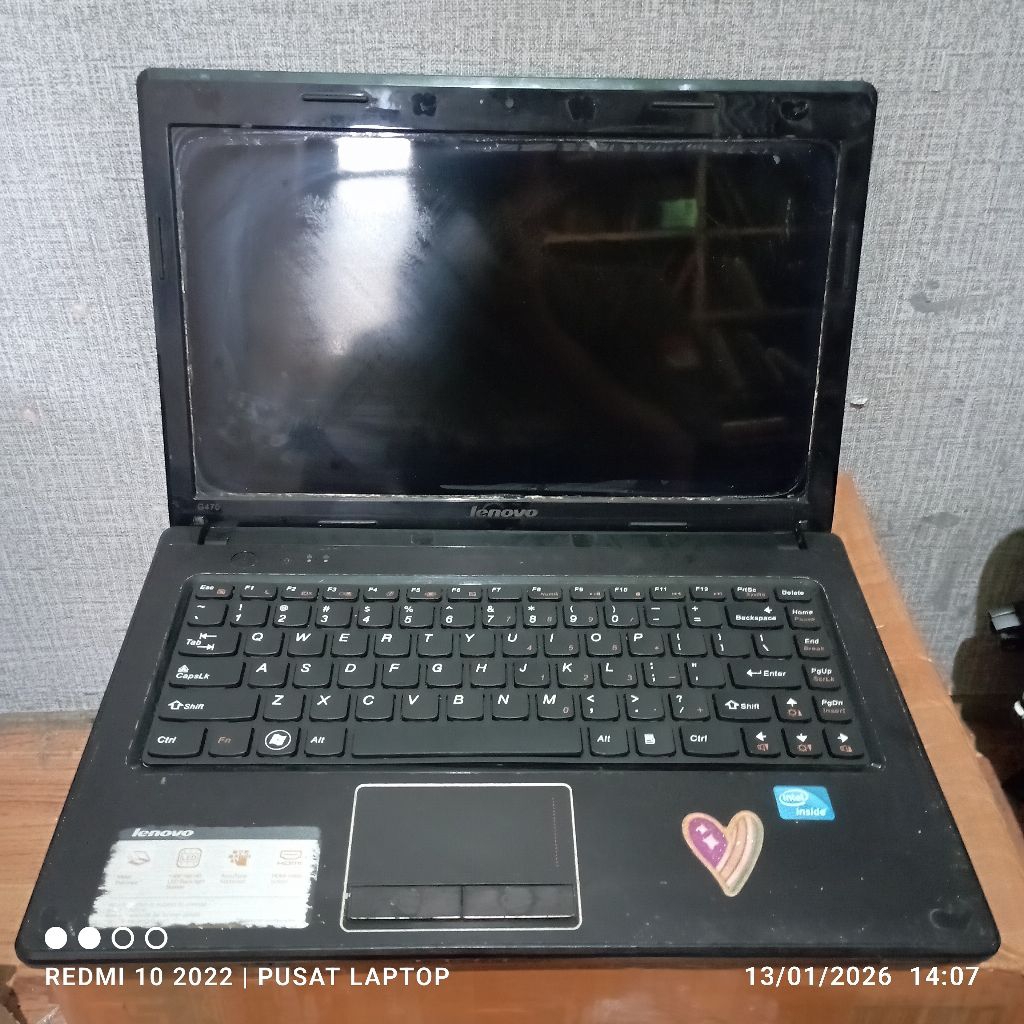 Laptop Lenovo G470 Intel core i3 DDR3 kondisi hidup indikator anggap matot mulus jual gambling unit