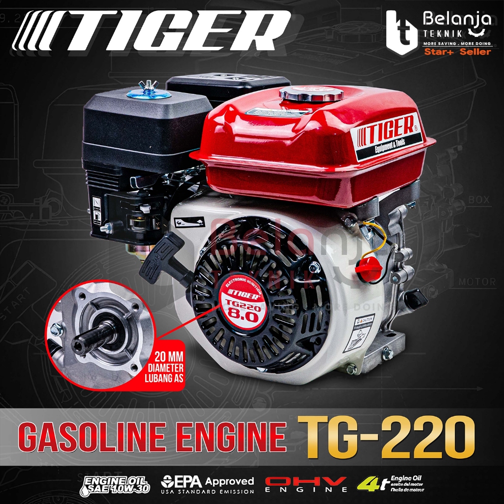 Mesin Penggerak Serbaguna TIGER TG 220 GX 220 7 Hp Engine Bensin GX220 TG220 7Hp