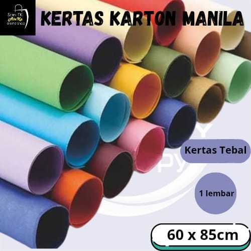 [1 LEMBAR] KERTAS KARTON MANILA UK. 60 x 85cm Warna Polos / Karton Plano [Khusus Pengiriman Instan]