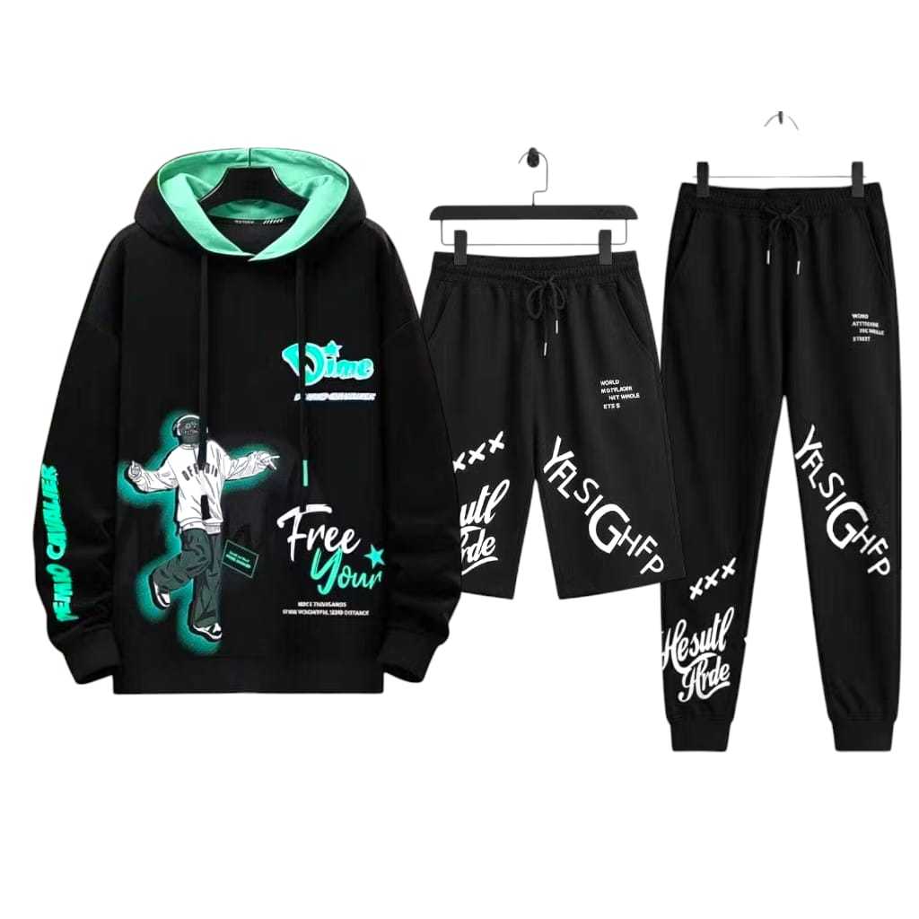 SETELAN 3IN 1 DIME SET HOODIE CELANA JOGGER PANJANGDAN CELANA PENDEK