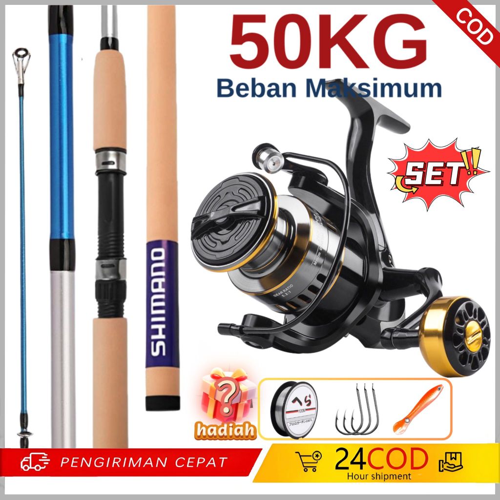 Spinning Combo Premium Paket Lengkap Joran & Reel Anti Karat Ideal Pancing Laut Danau