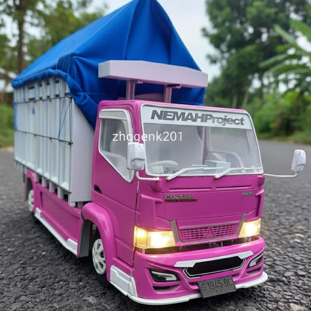 PROMO Miniatur TRUK OLENG Full Variasi Lampu Terpal Dari Kayu Asli - Mainan Anak Truk Oleng Non Rc P