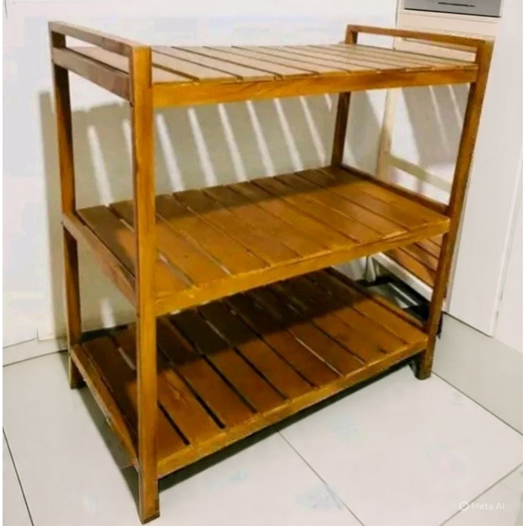 Rak Dapur Rak Besar Rak Barang Dapur Rak Penyimpanan Dapur Serbaguna Rak Kayu 3 Susun