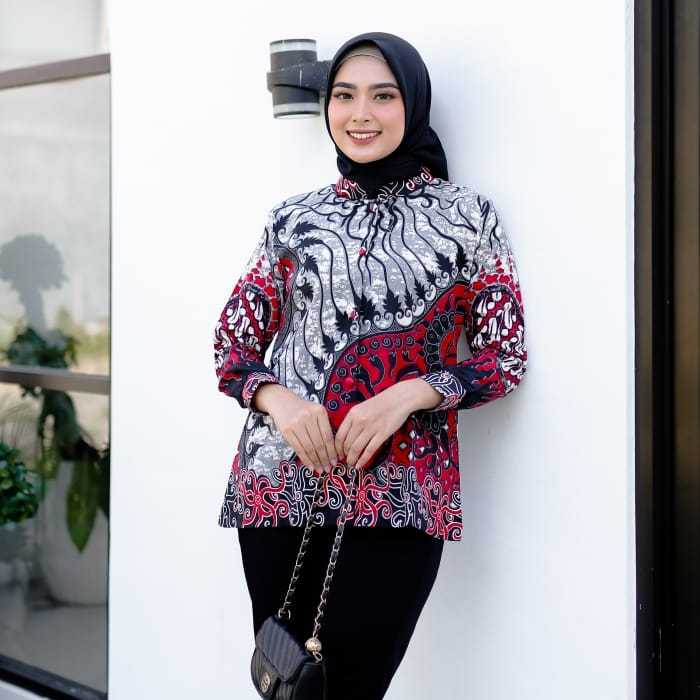 BLUS BATIK WANITA SOLO LAPISAN TRIKOT LENGAN PANJANG SRIKANDI