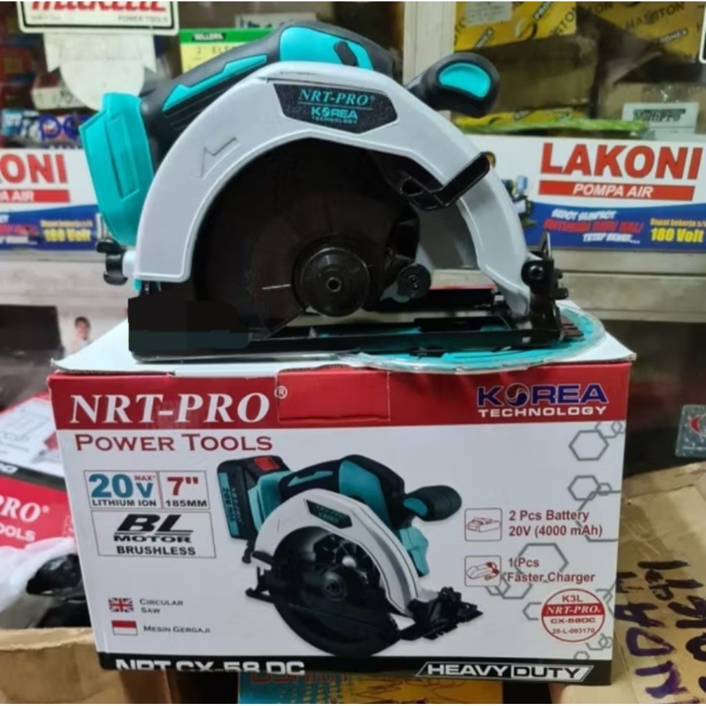 Mesin Gergaji Baterai Cordless Circular Saw 7" NRT-Pro CX-58 DC