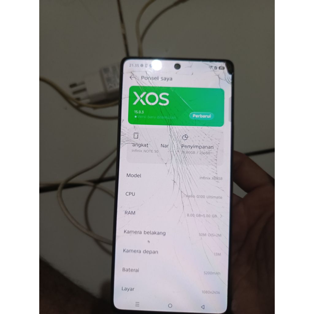 infinix hot 10s second hp dan charger ram 6gb rom 128gb