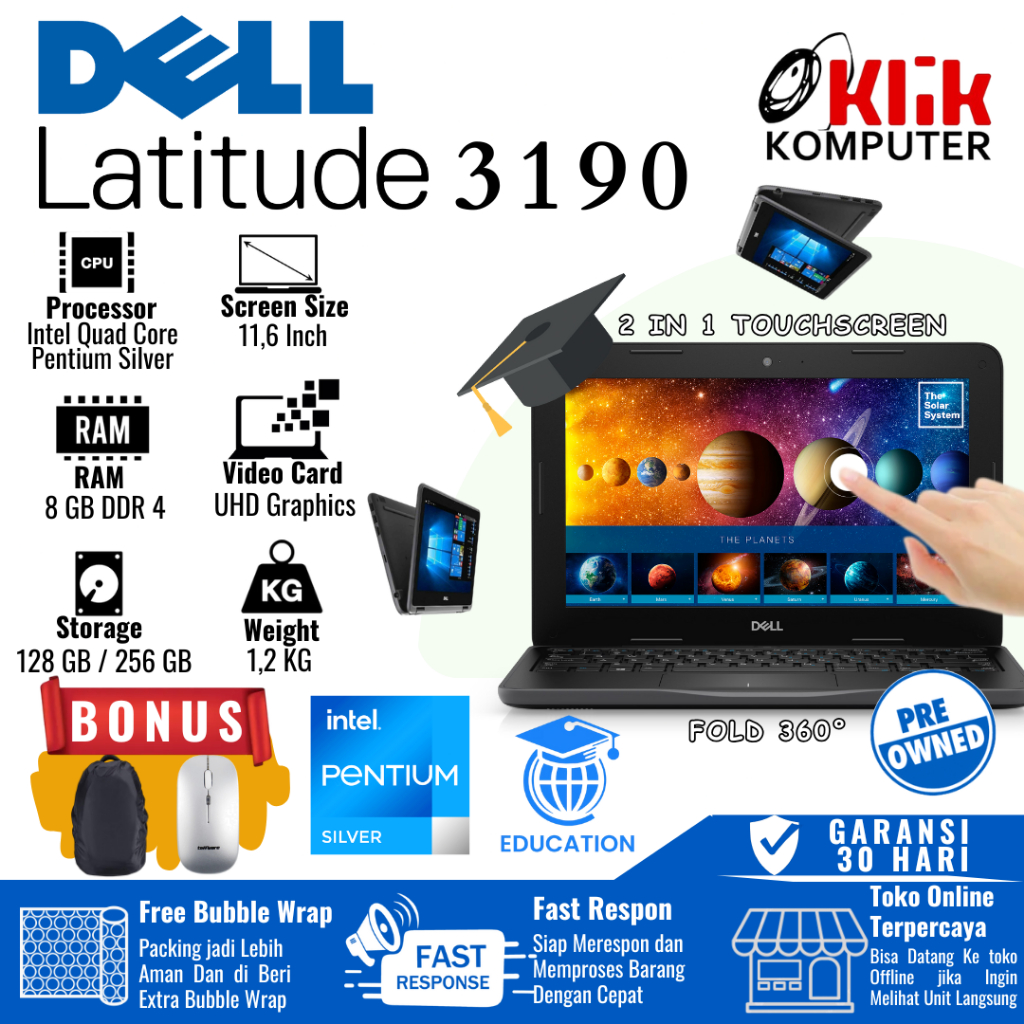 Laptop Dell Latitude 3190 Education Series 2 in 1 Foldable Touchscreen