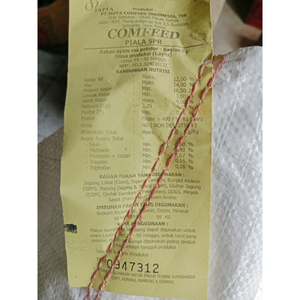 pakan ayam petelur mulai usia 4 bulan hingga afkir