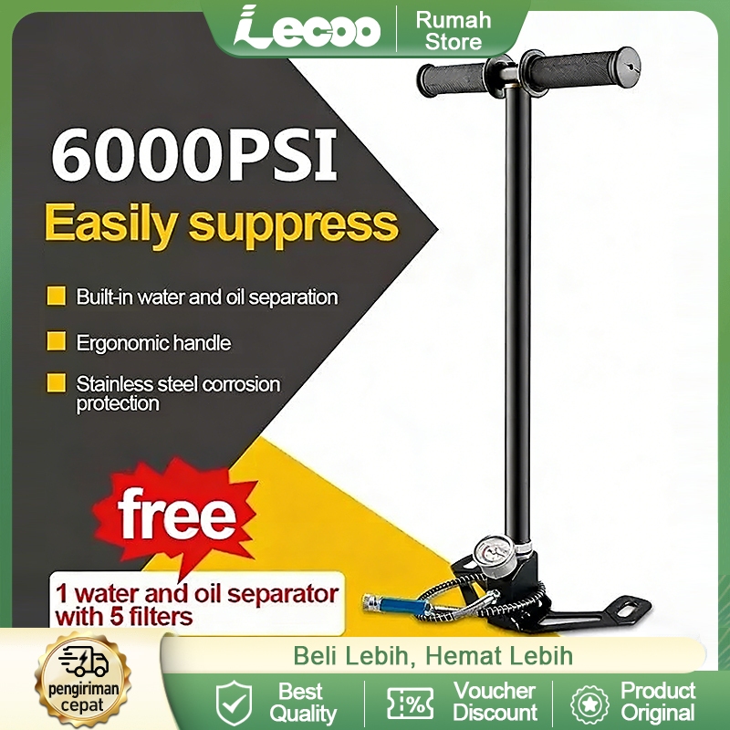 Pompa Udara PCP 4 Stage 6000/4500 PSI Lipat & Non-Lipat Stainless Steel 304 Portabel untuk Sniper, B