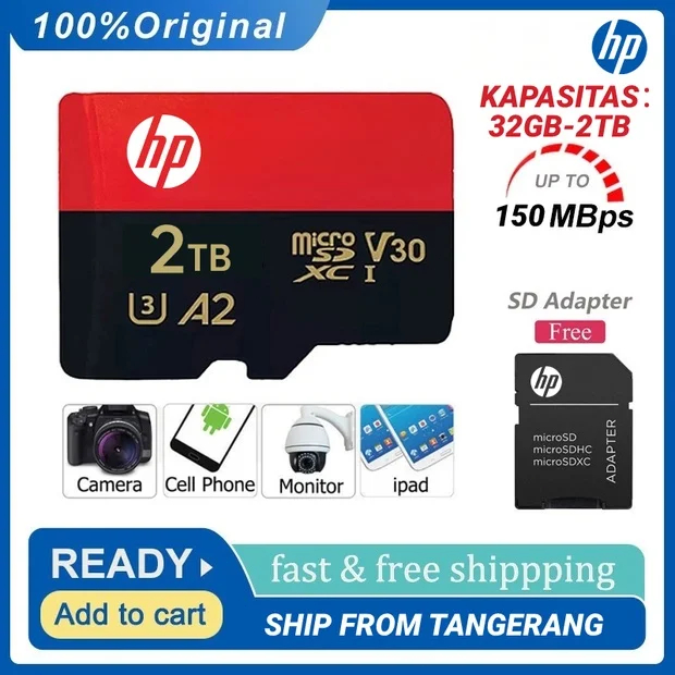 HP Kartu Micro SD/TF berkualitas tinggi 512gb/1024gb/256gb 128gb kelas 10 kartu flash kecepatan ting