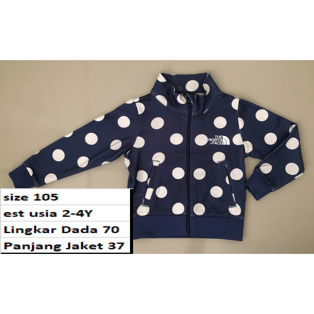 Jaket Tracktop TNF Motif Polkadot Anak Premium Second Preloved