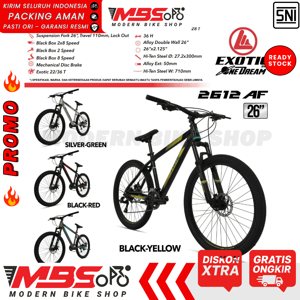 EXOTIC 2635 AF 2651 SEPEDA MTB 24 26 INCH PACIFIC STEEL 2X8 SPEED DEWASA