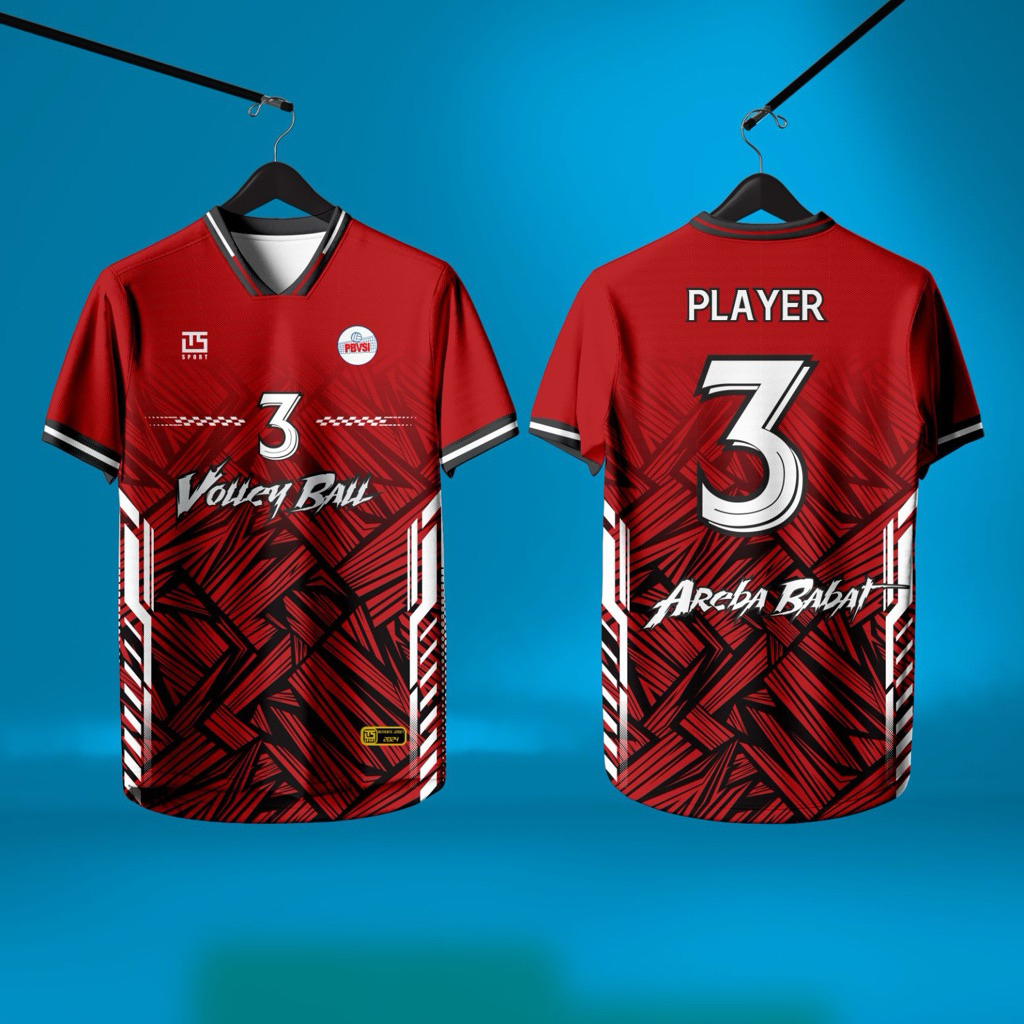 Kaos Jersey Voli Full Printing Gratis Tambah Nama Nomor Logo Sponsor