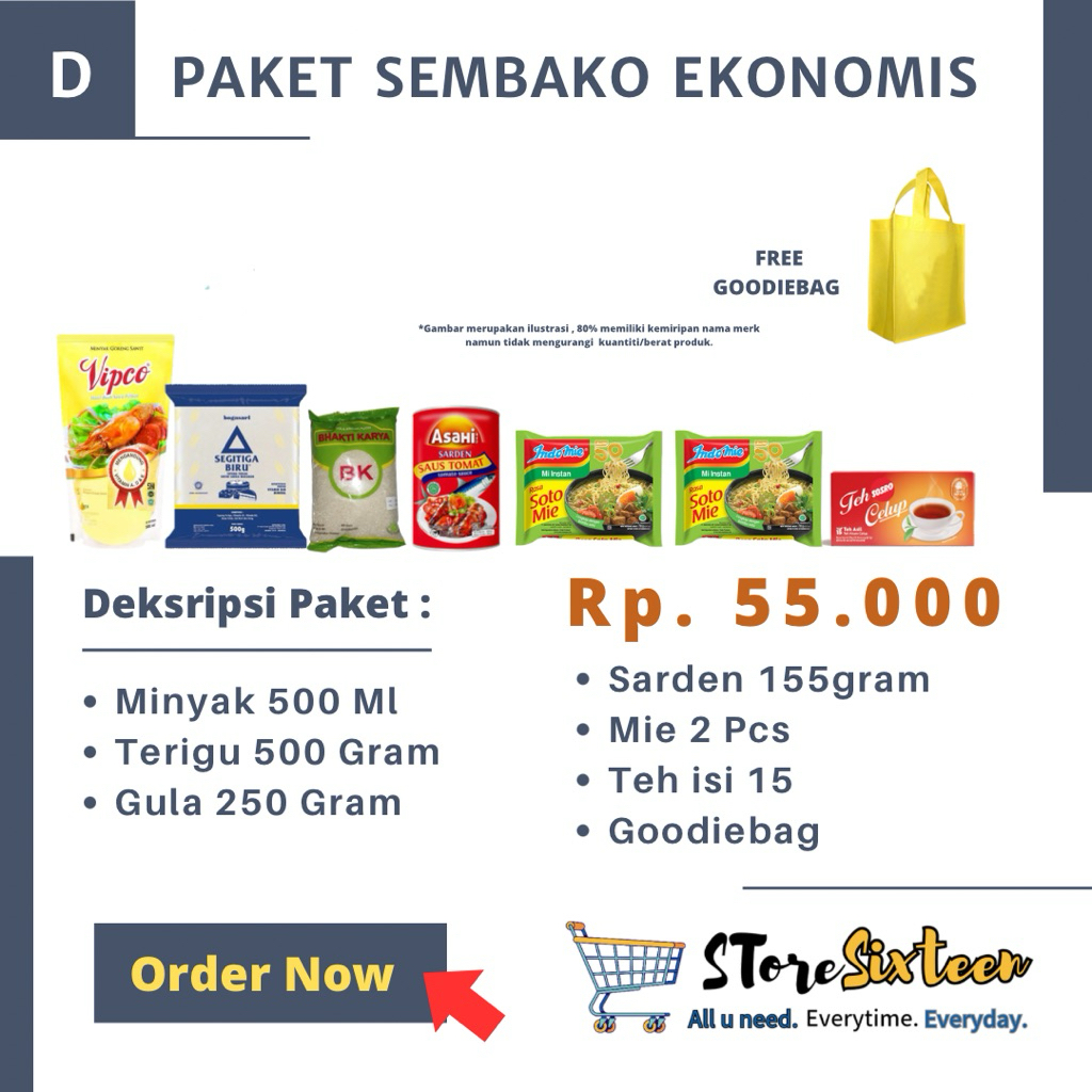Paket Sembako Ekonomis 50 Ribuan D / Paket Sembako Murah By Storesixteen