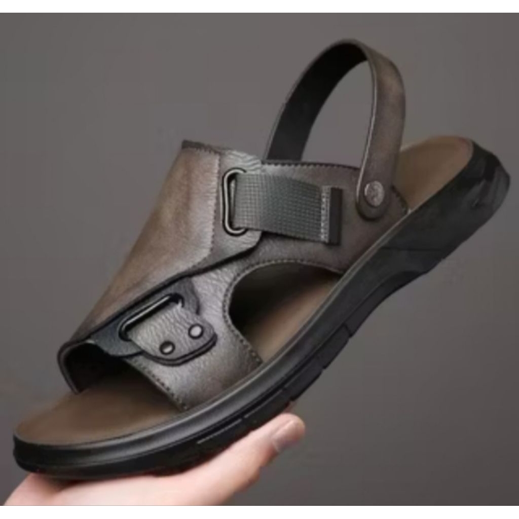 sandal pria dengan dasar tebal dan kulit Sintertis, sepatu sandal untuk Pria