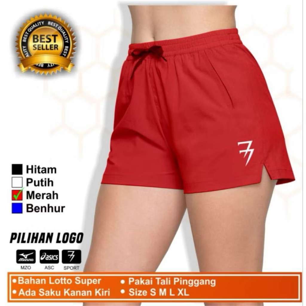 Celana pendek voli cewek celana olahraga perempuan short pants hitam polos logo sport celana voli wa
