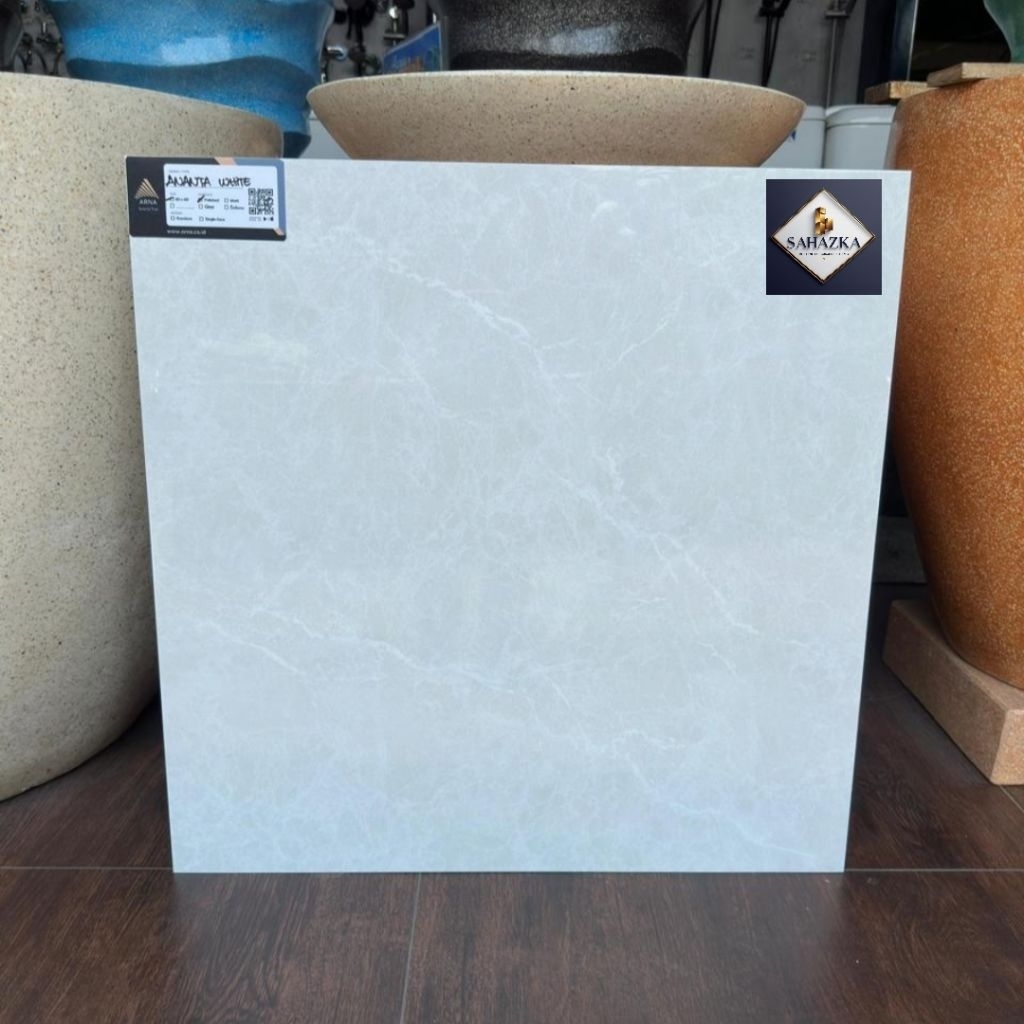 Promo granit 60x60 kw1 glossy motif carara marmer | Arna Ananta white export