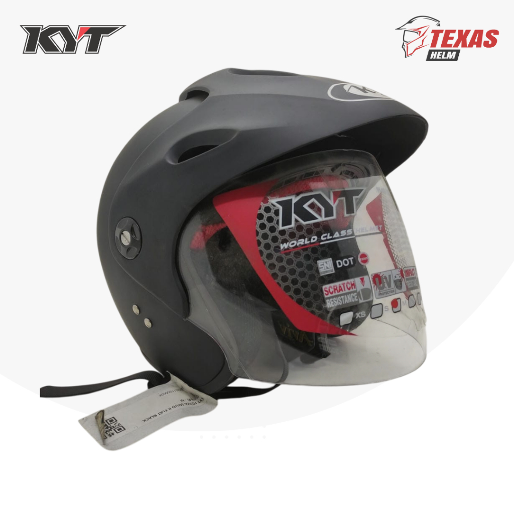 Helm KYT Forza Hitam Doff / Dop (Black Matte) Original 100% - KYT Helmet Classic Solid Half Face