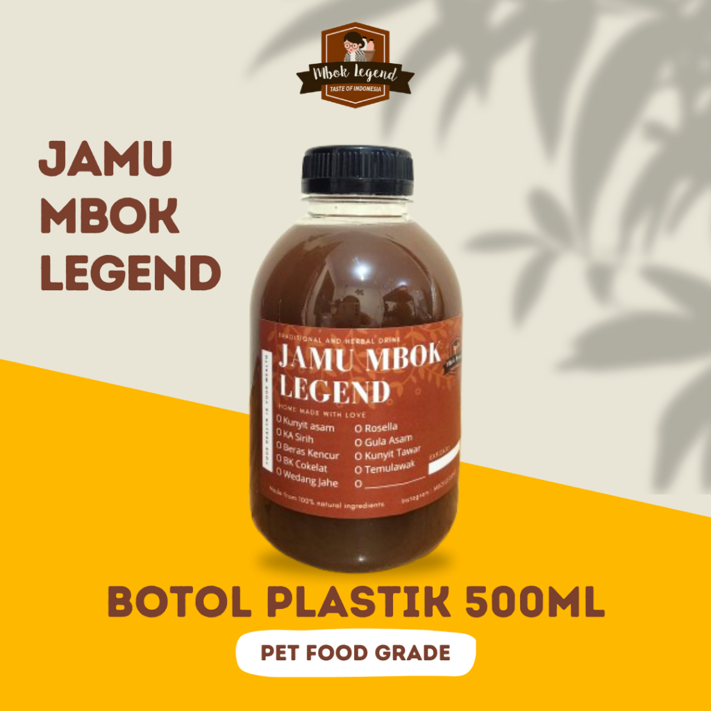 Jamu Kunyit Asam / Beras Kencur / Wedang Jahe / Empon2 - Botol Plastik 500ML MBOK LEGEND