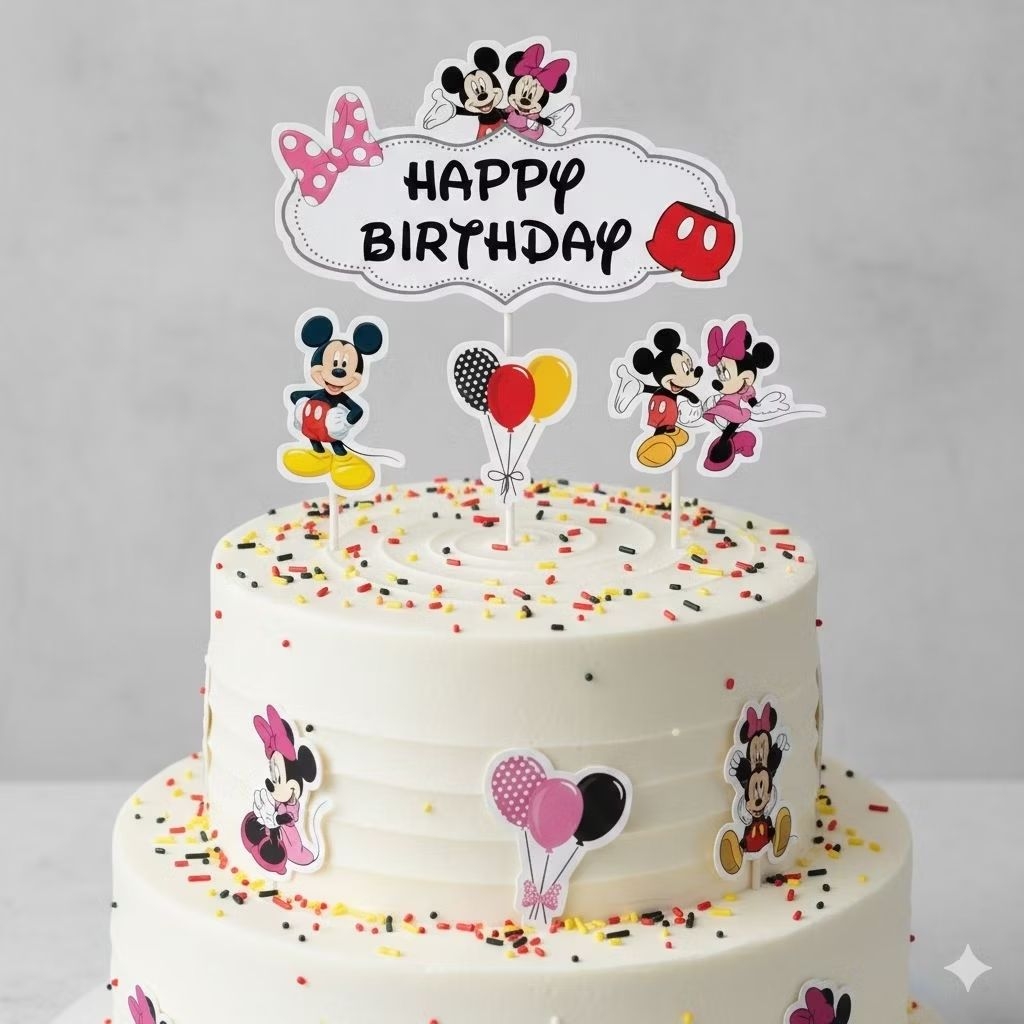 TOPPER CAKE ULANG TAHUN / HIASAN KUE MICKEY MINNIE MOUSE