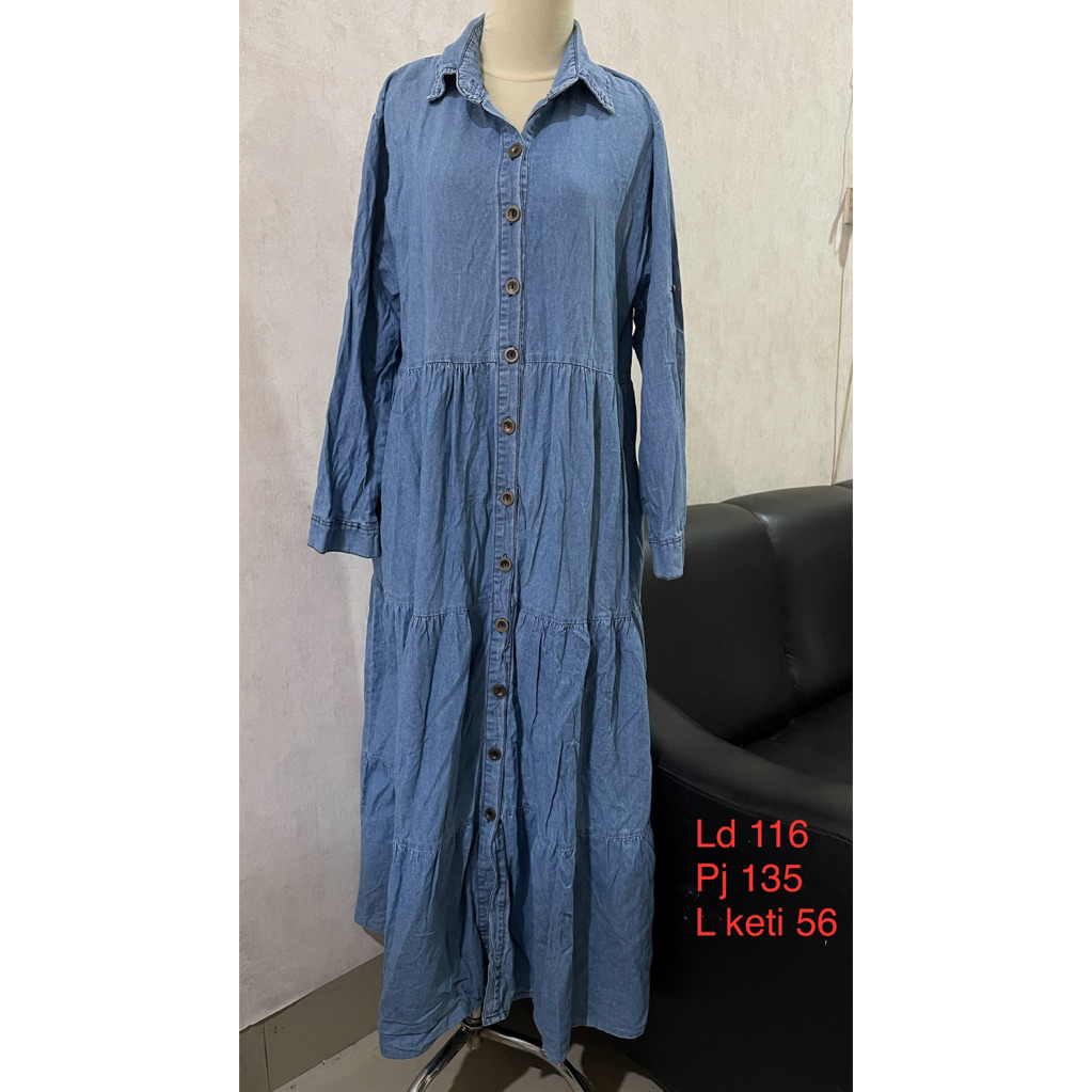 dress denim busui friendly lengan panjang pendek
