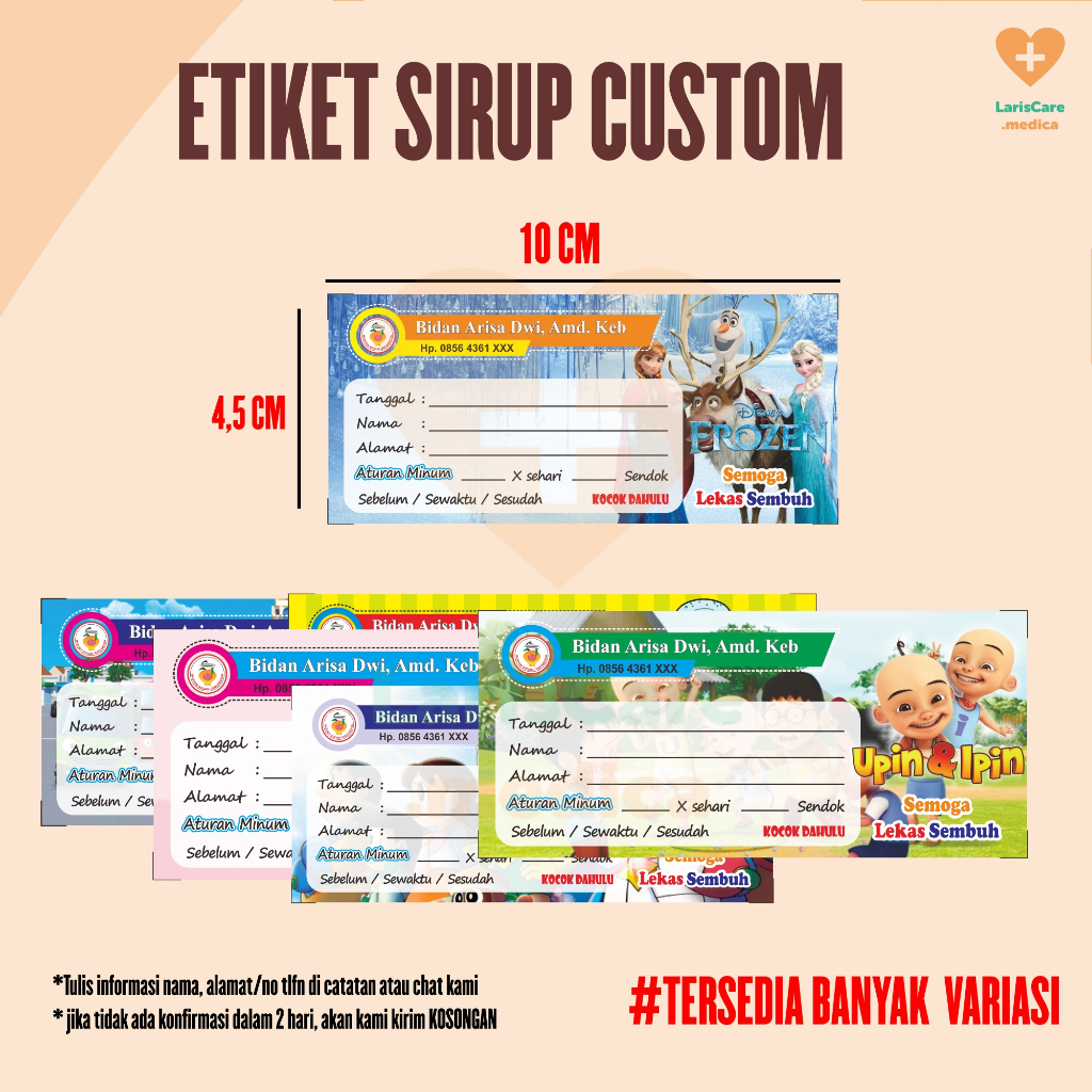 etiket sirup CUSTOM / label sirup CUSTOM /stiker label obat sirup