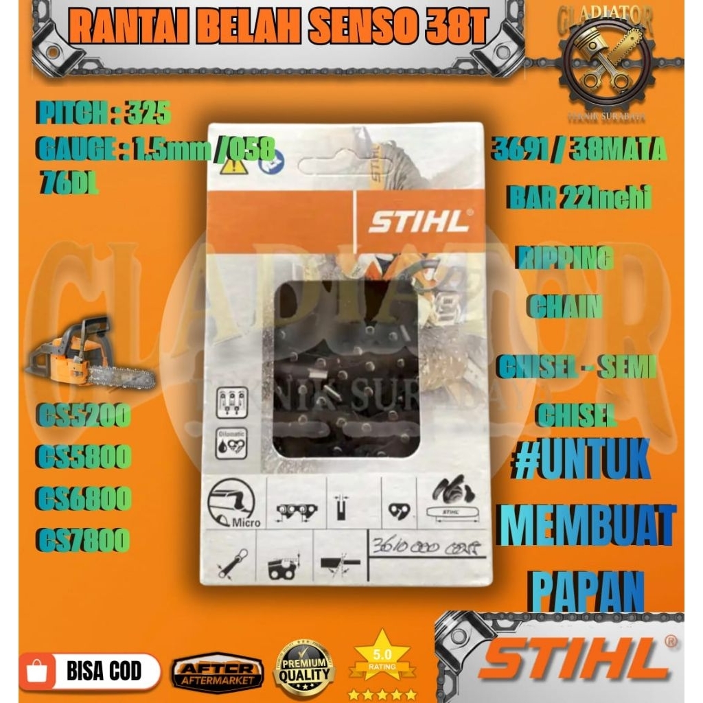 Rantai Belah Senso STIHL 22Inci 38Mata