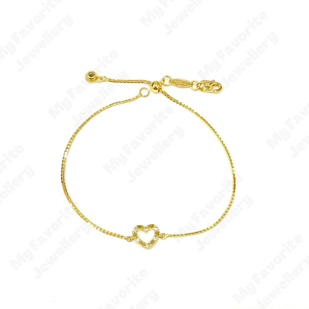 Gelang Serut Variasi Hati Ringan Gelang Emas Asli Kadar 875