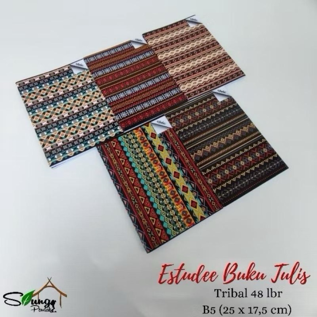 Estudee Buku Tulis 48 Lembar B5 Boxy Buku Panjang Motif TRIBAL PAK Isi 10 KAS Ukuran 25 x 17,5 cm