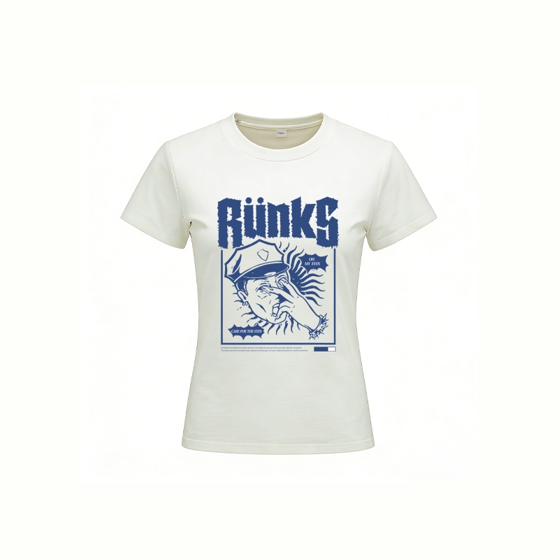 Baju Wanita Amerika Crop Top Bahu Lurus Kerah Bulat Pendek Katun Tinggi Kualitas Cetakan Komik Retro