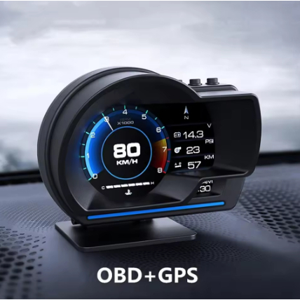 Head Up Display OBD2+GPS Smart Gauge Car HUD Speedometer Turbo RPM Alarm for Car Truck