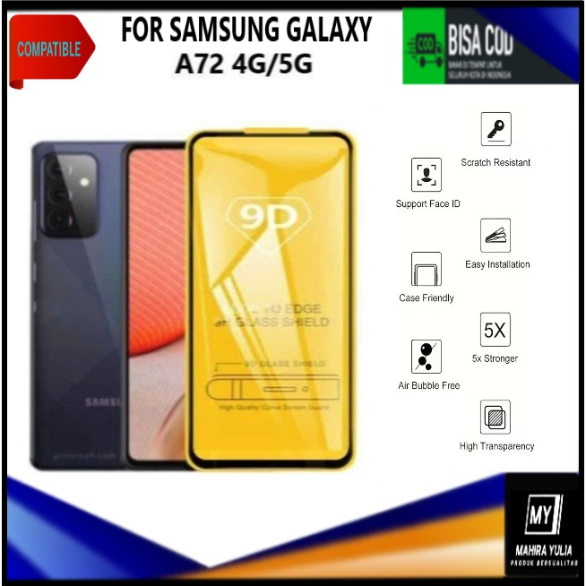 Promo Tempered Glass Warna Hp Samsung Galaxy A72 / A72 5G Anti Gores Kaca Full Layar Full Glue Skin 