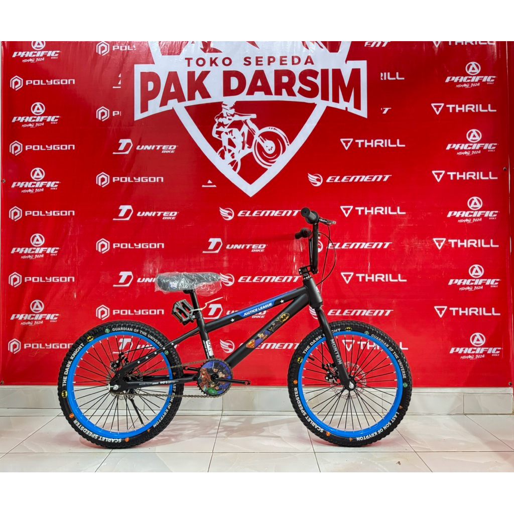 SEPEDA BMX 20 MORTEIN CAKRAM BAN 2.5 KARAKTER SUPERMAN DAN BATMAN JUSTICE LEAGUE
