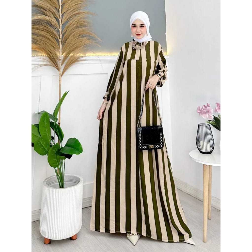 BANTING HARGA Gamis Rayon Salur Terbaru Gamis Rayon Salur Motif Gamis Rayon Salur / Gamis