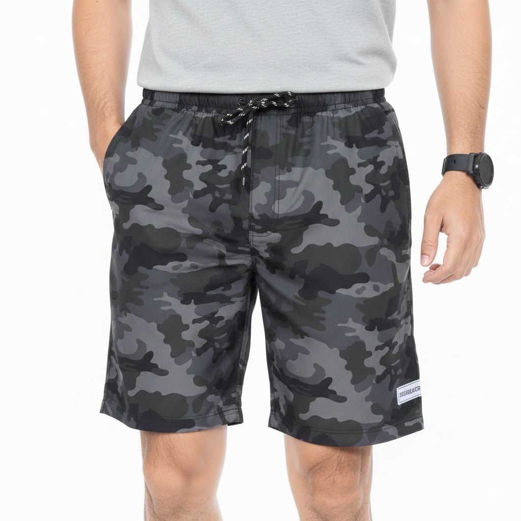 Blackgroud - Celana Boardshort Pria Loreng Army