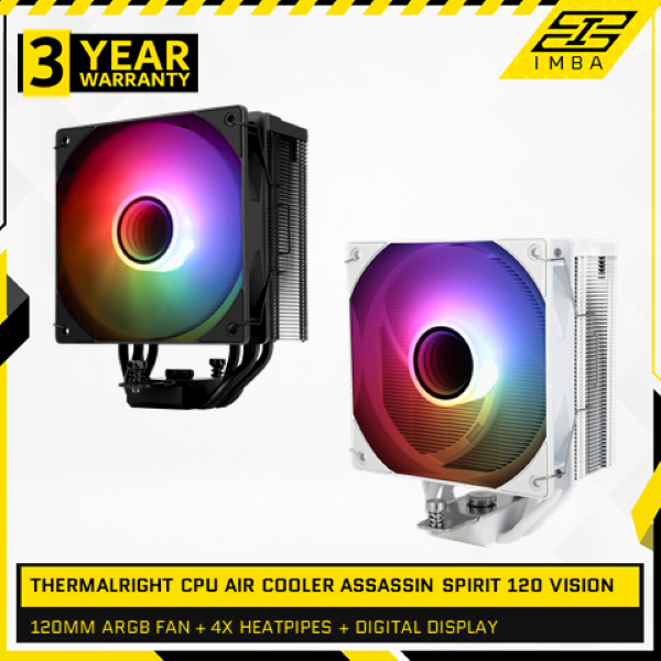 THERMALRIGHT CPU AIR COOLER ASSASSIN SPIRIT 120 VISION (1X 120MM ARGB FAN + 4X HEATPIPES + DIGITAL D