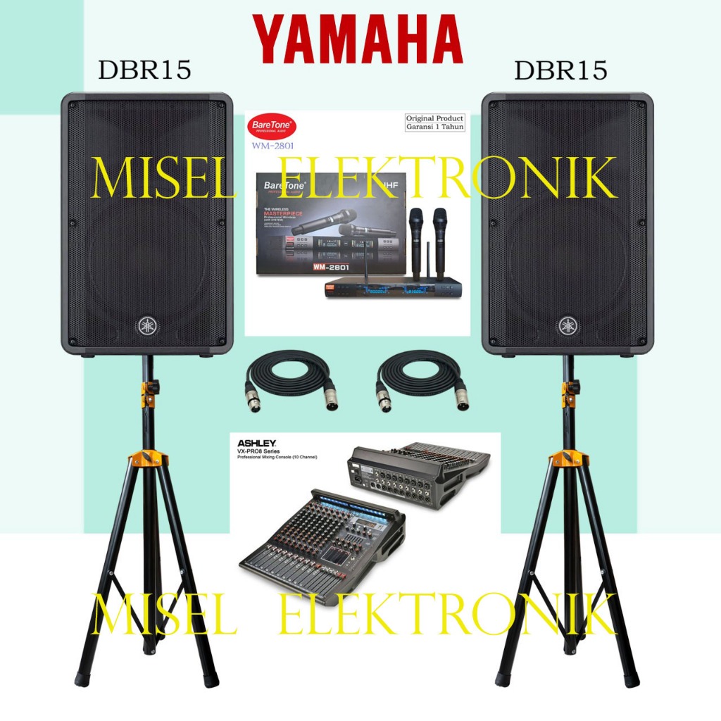 Paket Sound System Indoor Speaker Aktif 15 Inch Yamaha DBR15 Mixer 8 Channel
