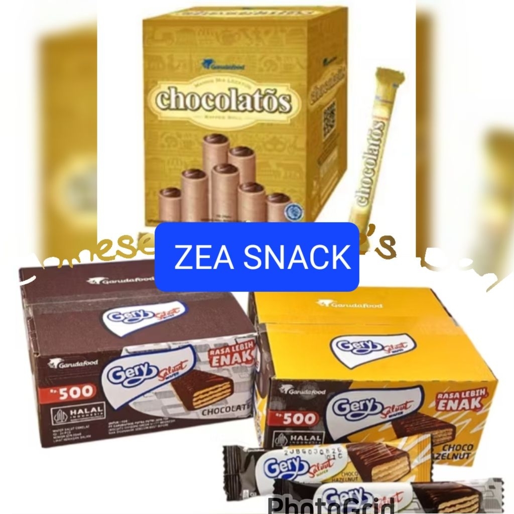 CHOCOLATOS WAFER ROLL / GERY WAFER SALUT COKLAT , HAZELNUT 1 BOX ISI 24 PCS