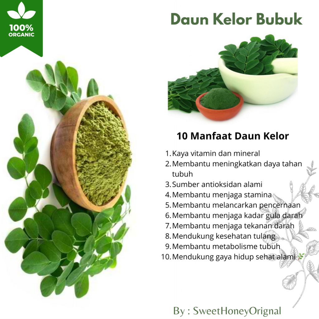 Bubuk Daun Kelor Moringa Powder Daun Kelor Bubuk Original