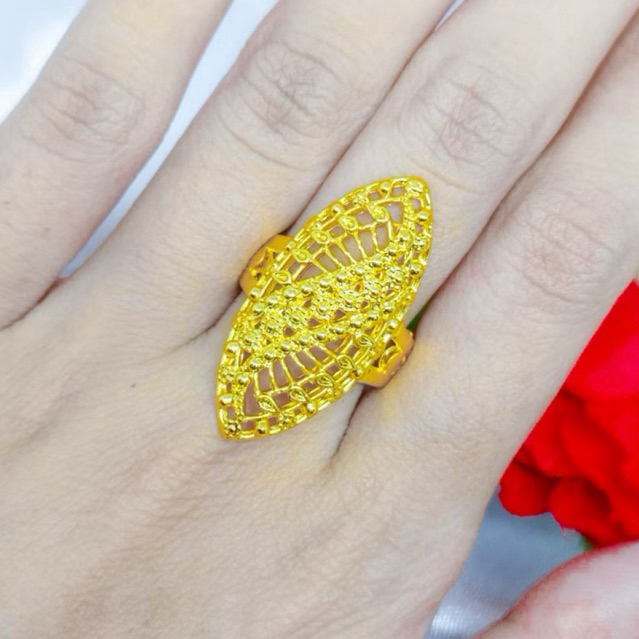 Perhiasan Cincin Dubai Wanita Titanium Warna Emas24K Anti Luntur